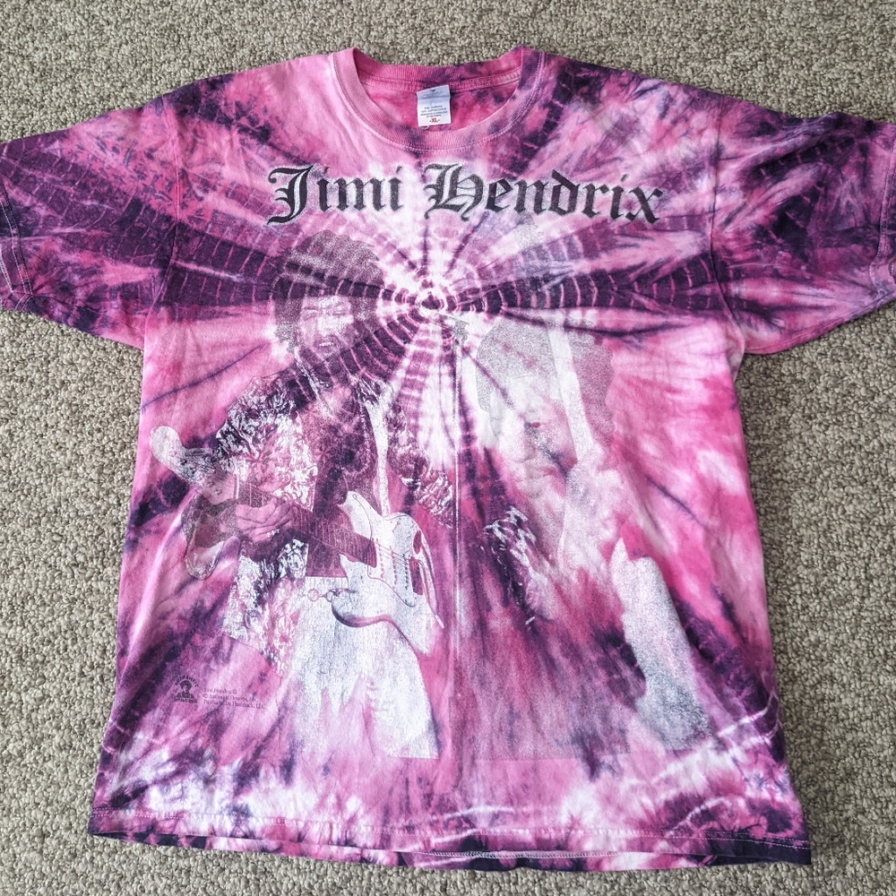 Vintage Jimi Hendrix‎ Shirt Anvil XL Purple Pink Tie-Dye